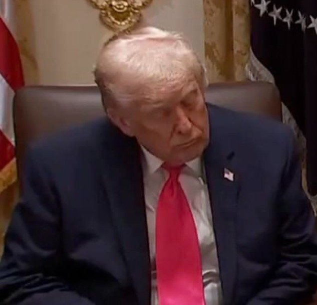 CAUGHT DOZING: ‘Sleepy’ Donald Trump Struggles to Stay Awake During Cabinet Meeting After an All-Night Posting Frenzy