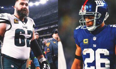 New Eagles RB Saquon Barkley tries to convince Jason Kelce to play for one more season