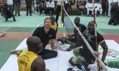 In Nigeria for Invictus, Prince Harry plays volleyball with veterans