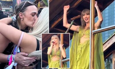 Blissful moment two Taylor Swift fans get engaged at UK concert as their idol shares the happy news with the rest of the crowd