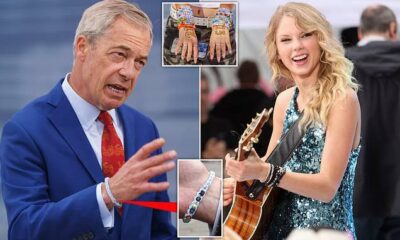 Is Nigel Farage a secret Swiftie? Reform leader sports friendship bracelet synonymous with Taylor Swift fans on the campaign trail while the singer heads to Liverpool for second performance of UK Eras tour
