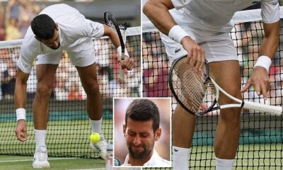 Novak Djokovic has been fined $8,000 for smashing his racket against the net post during his defeat to Carlos Alcaraz in Sunday's Wimbledon men's singles final.